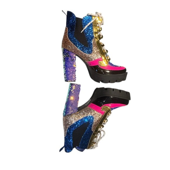 Cape Robbin Mermaid Sequin Lace Up Nell Boots Size 10 - Picture 7 of 14